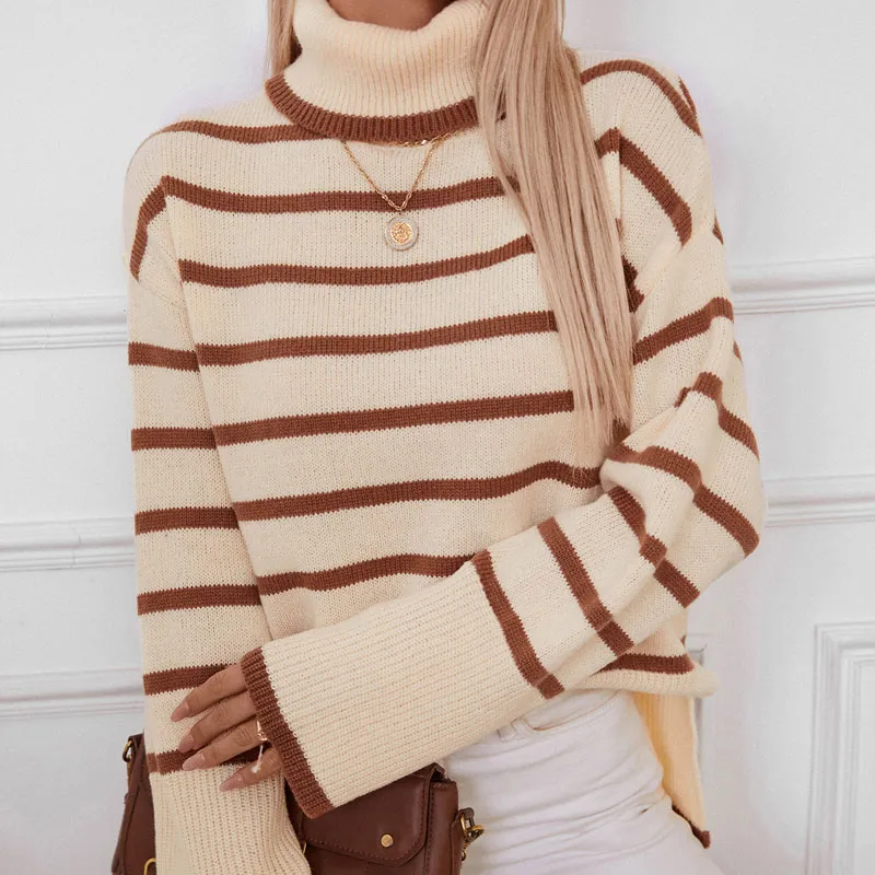 Questo maglione chic ed elegante è un must per chiunque voglia stare caldo e alla moda questo maglioni invernali di lana, maglioni a collo alto.