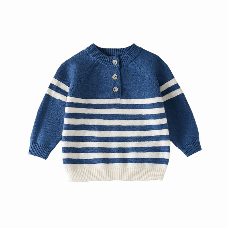 Stripes bianche blu bambini mezza maglione di cardigan