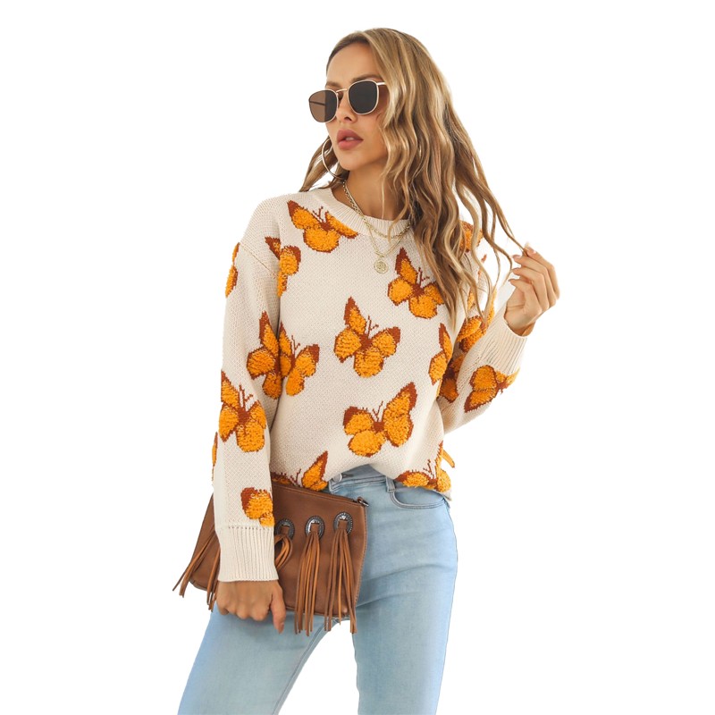 Maglione da donna a maglia pullover farfalla