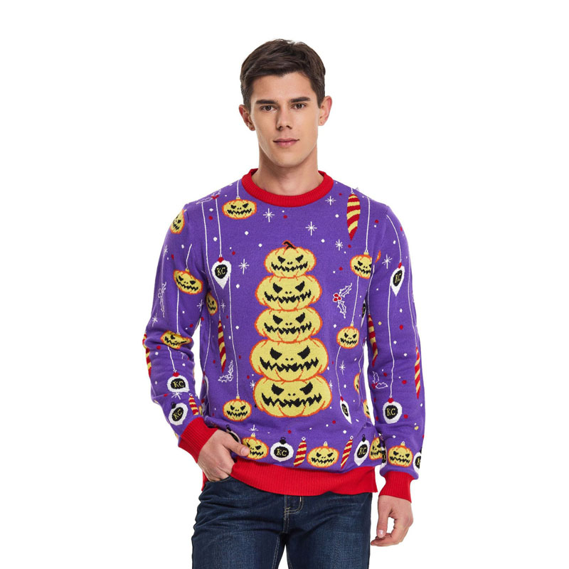 Signi da uomo di Halloween Pumpkin Round Neck
