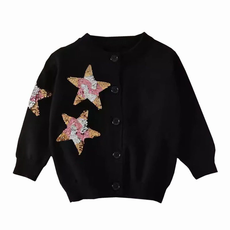 Pulsante a stella Button Black Cardigan Sweater Children