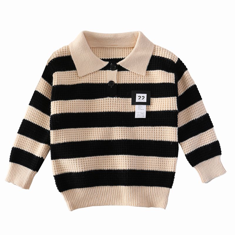Bambini maglioni a maglia da colletto a strisce