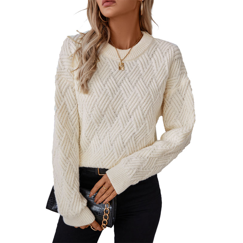Women Crew Neck Neck Vintage Knit Sweater
