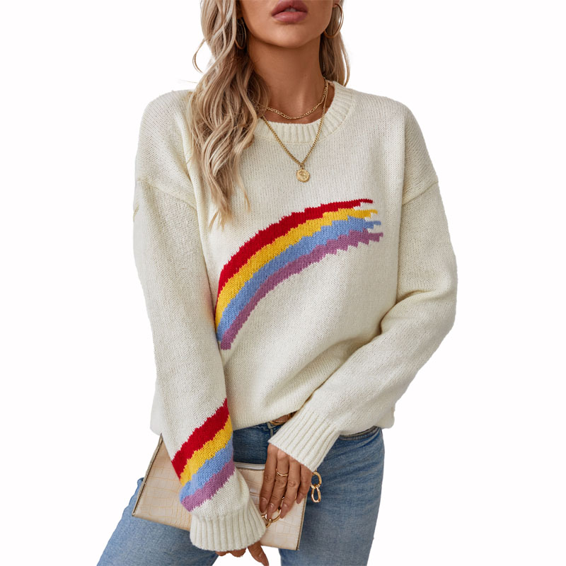 Donne maglione a strisce arcobaleno