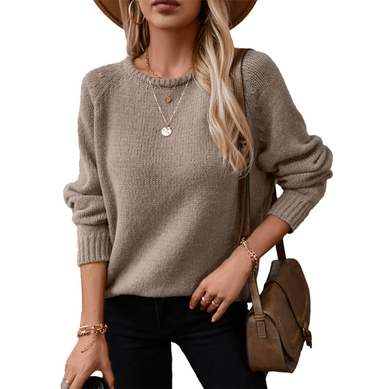 Donne maglione di orlo pullover a collo rotondo